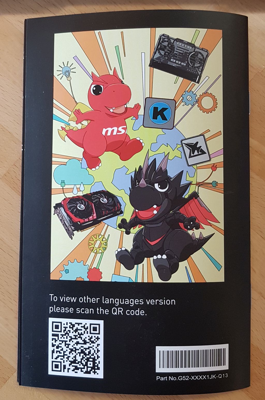 MSI mini-book for graphics card installation with Lucky the dragon