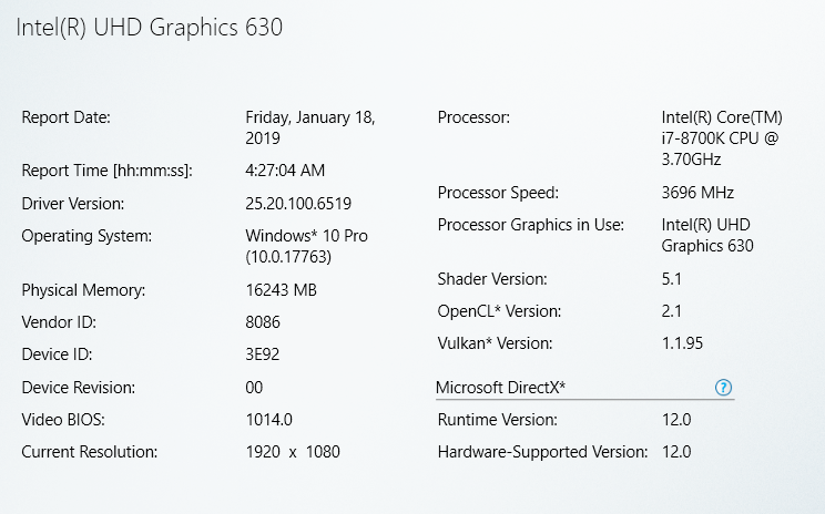 opengl 4.6 intel hd graphics family