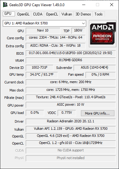 AMD Adrenalin 2020 Edition - GPU Caps Viewer + Radeon RX 5700