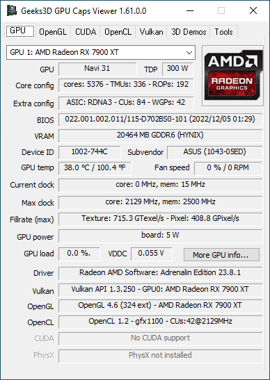 AMD Adrenalin 2020 Edition - GPU Caps Viewer + Radeon RX 7900 XT