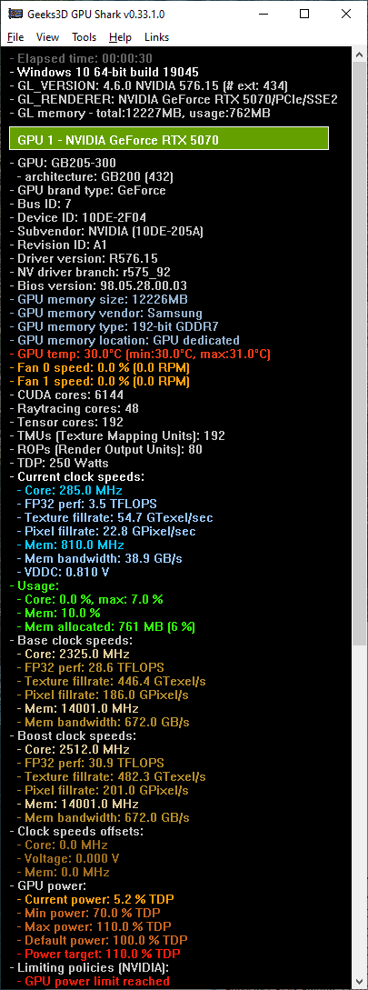 GPU Shark 0.33 - GeForce RTX 5070