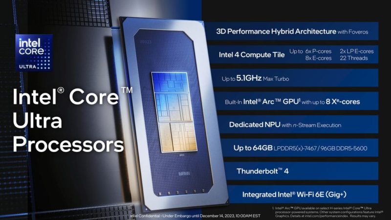 Intel Meteor Lake processors with neural engine and Arc GPU